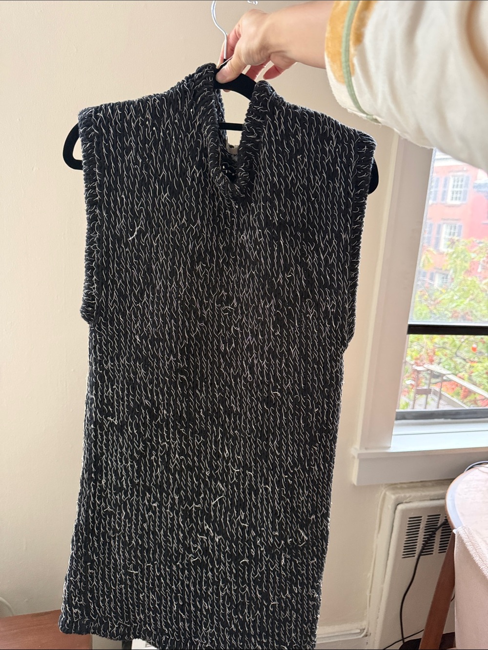 Willow Black & White Marled Cowl Neck Sleeveless Sweater